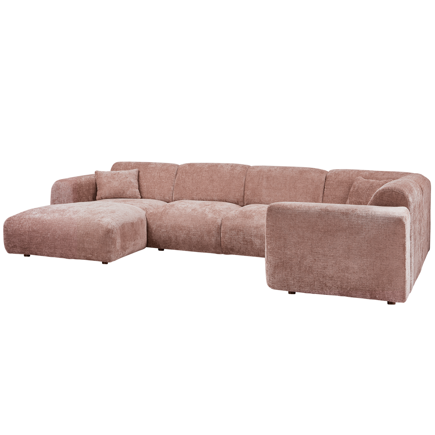 Kampinė sofa CLOUD, dešinė, taupe/rožinės spalvos šenilinis audinys
