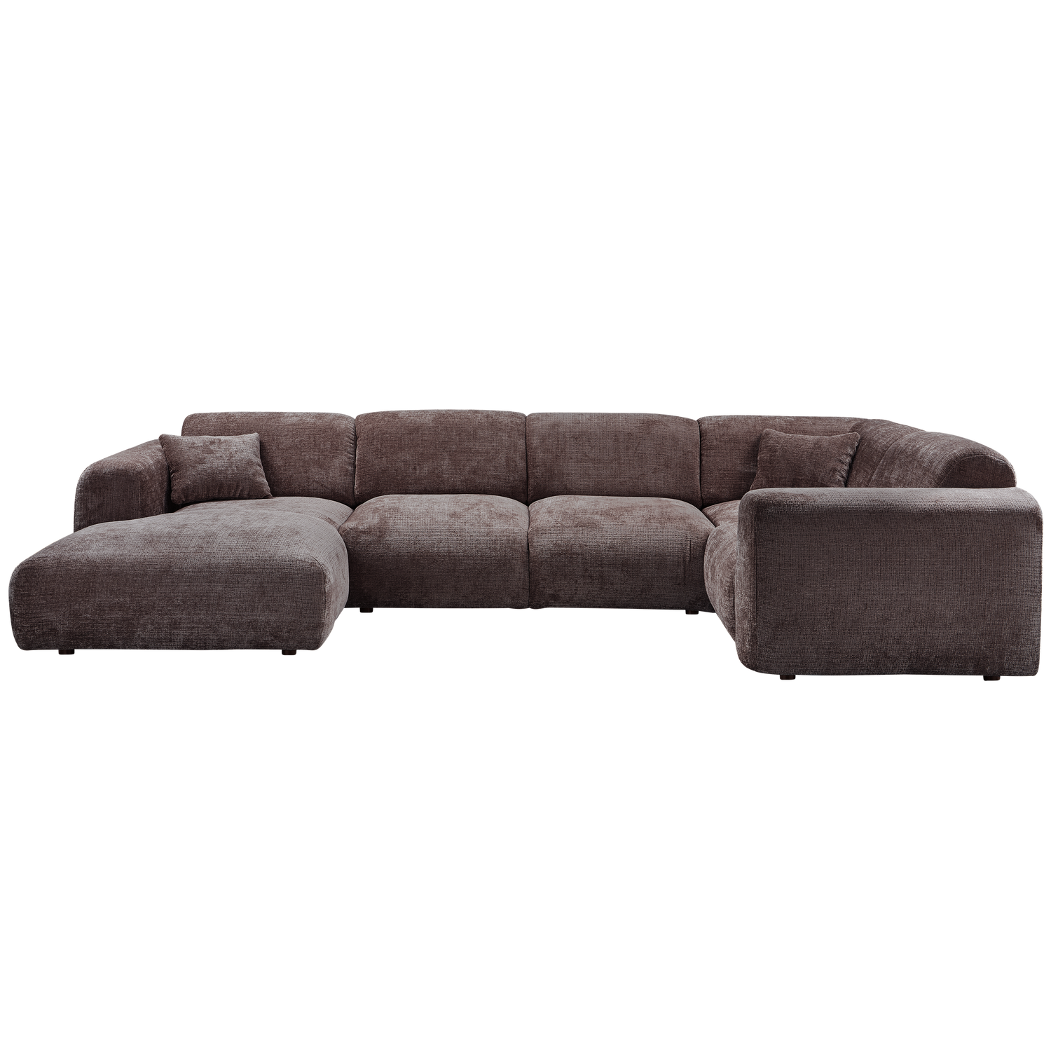Kampinė sofa CLOUD, dešinė, pintas audinys, šiltai ruda