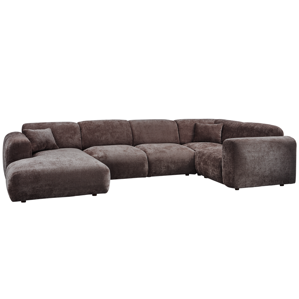 Kampinė sofa CLOUD, dešinė, pintas audinys, šiltai ruda