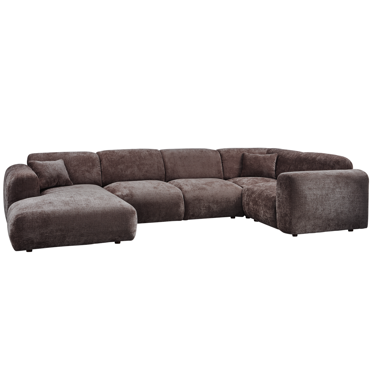Kampinė sofa CLOUD, dešinė, pintas audinys, šiltai ruda