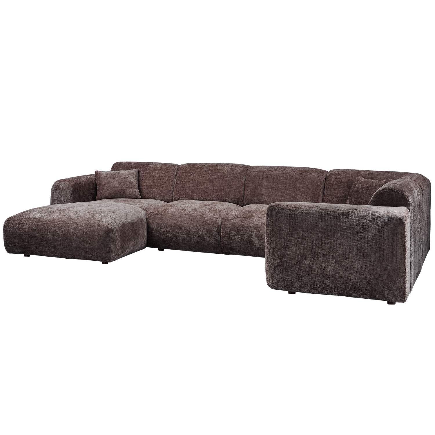Kampinė sofa CLOUD, dešinė, pintas audinys, šiltai ruda