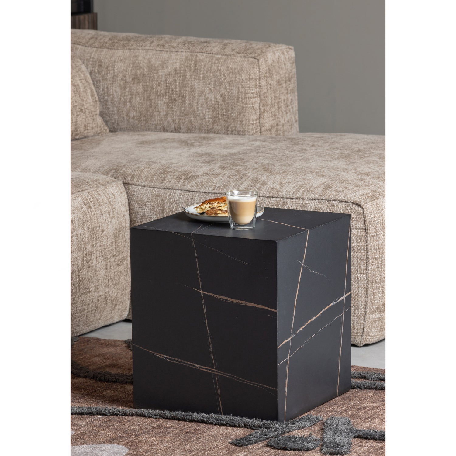 Kampinė sofa BEAN, dešinė, audinys, Melange Travertin