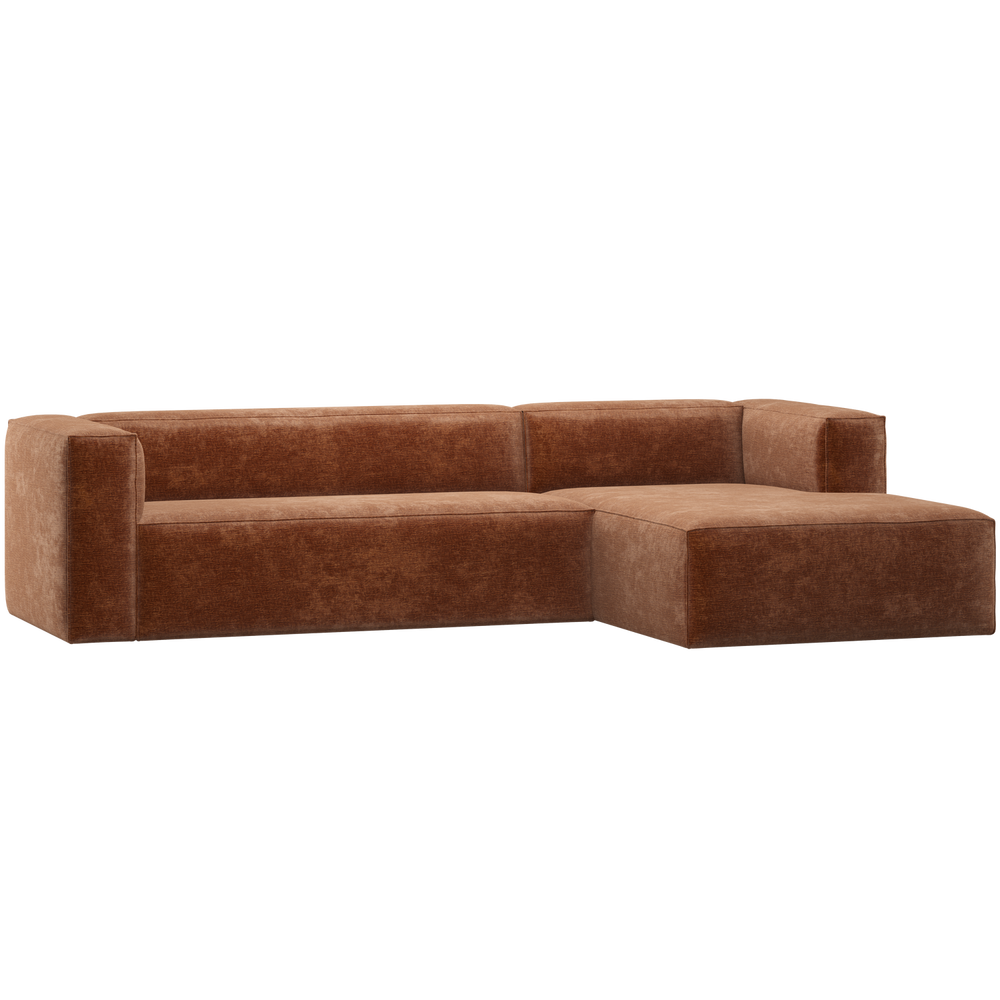 Kampinė sofa BEAN dešinioji, šenilas veliūras terra