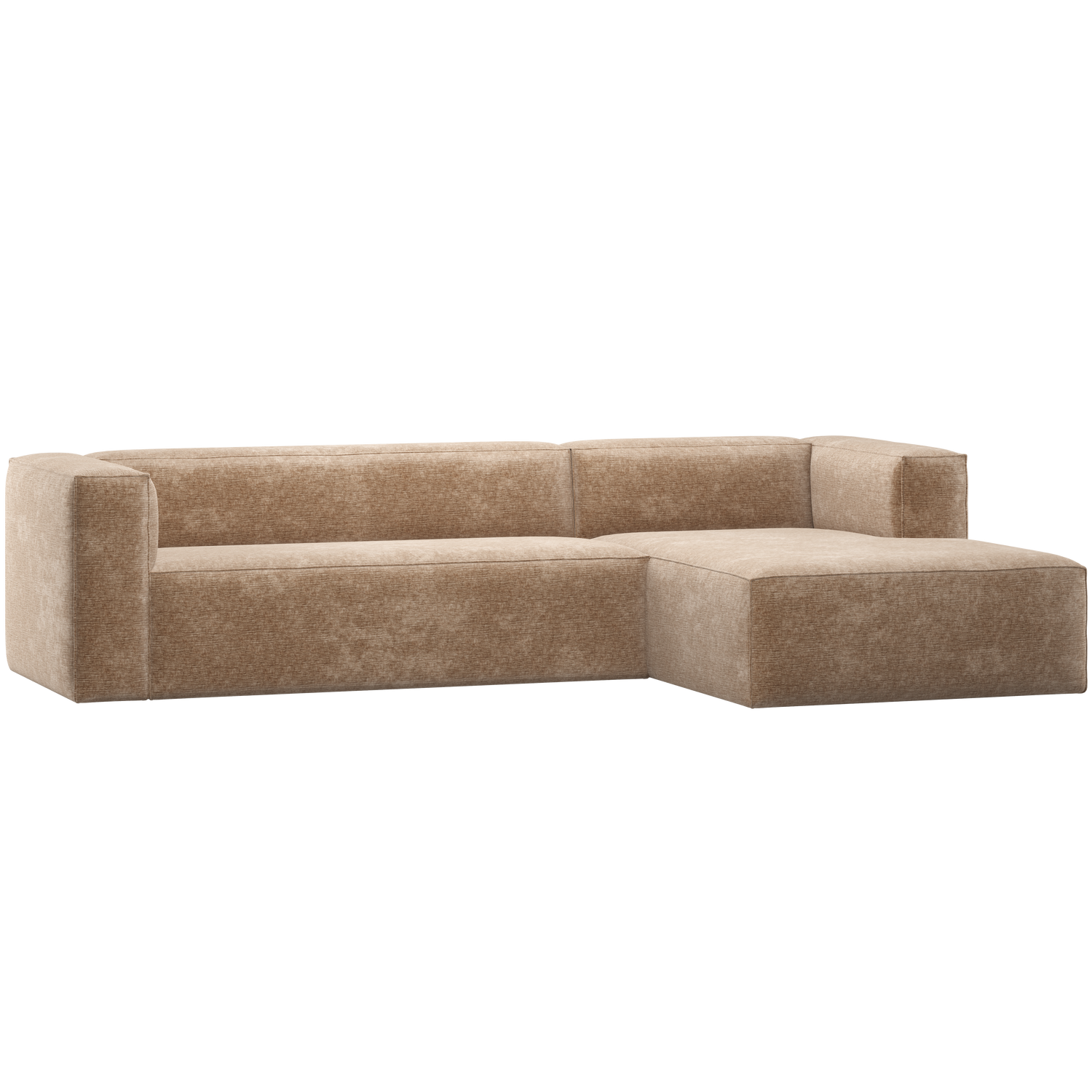 Kampinė sofa BEAN dešinioji, šenilas veliūras persikų rožinė