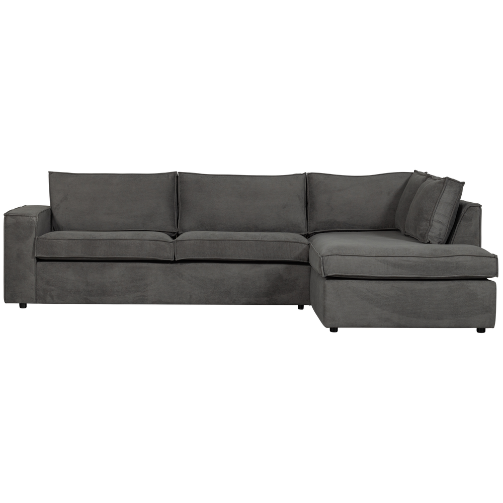 Corner sofa THOMAS, Ribcord, dark grey