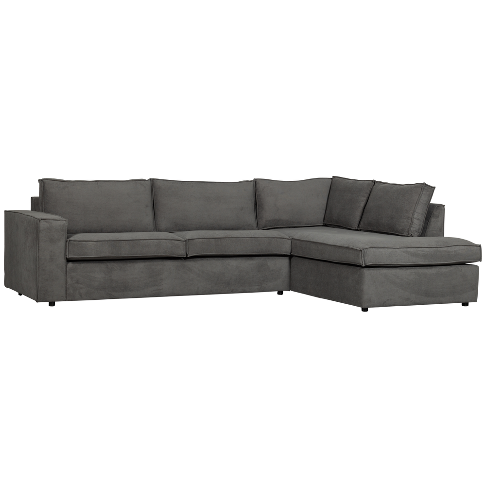 Corner sofa THOMAS, Ribcord, dark grey