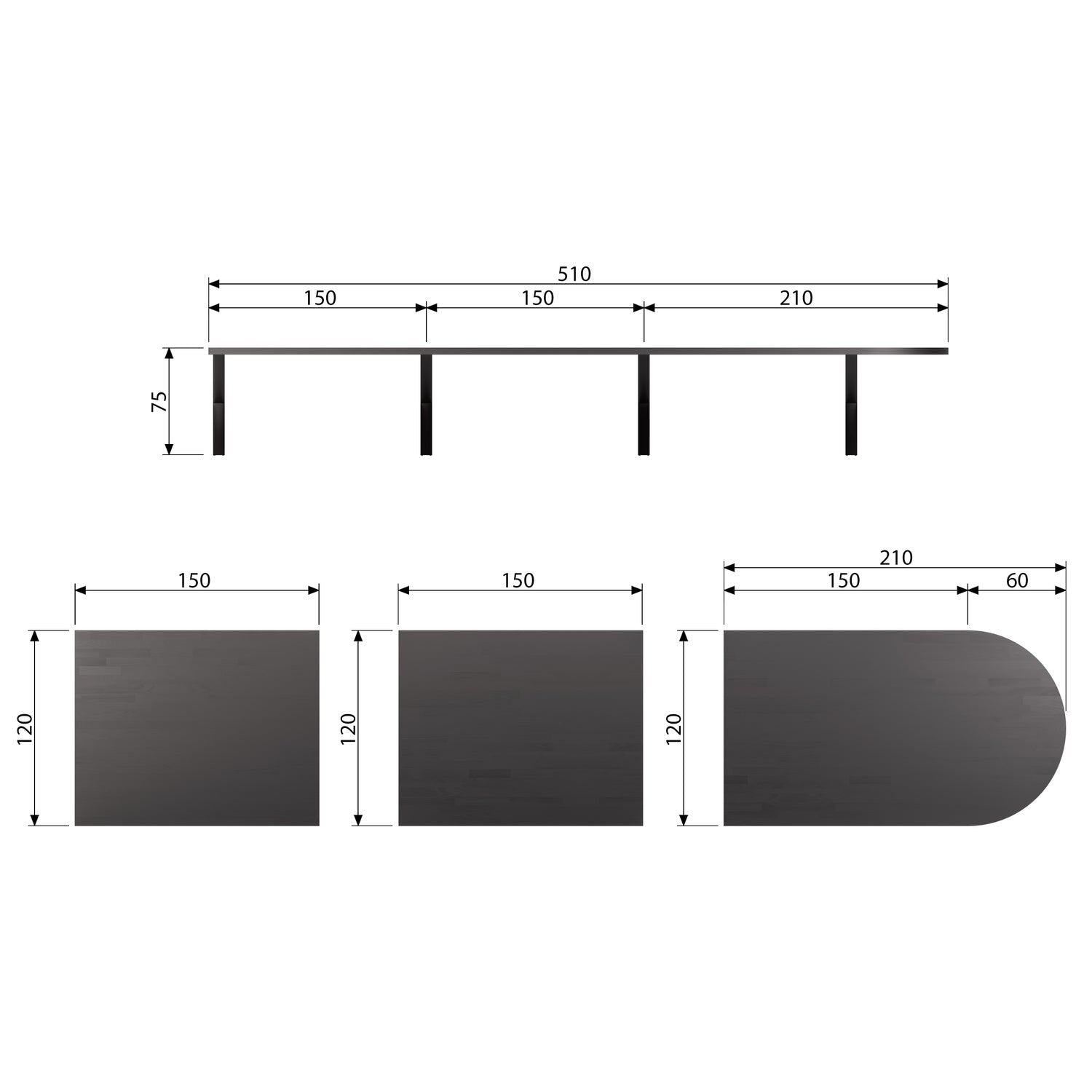 TABLO LUNGO BETWEEN TABLE TOP ASH BLACKNIGHT MATT [fsc]