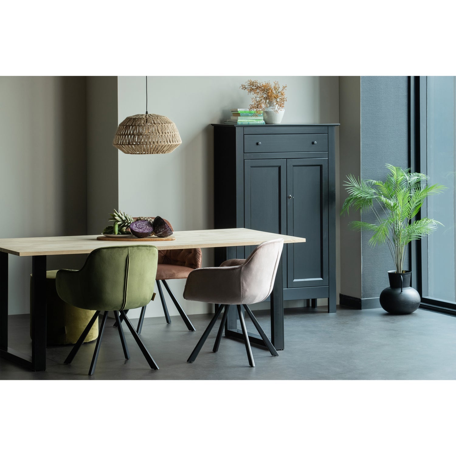 Stalas TABLO, ąžuolas 200x90 U juodos