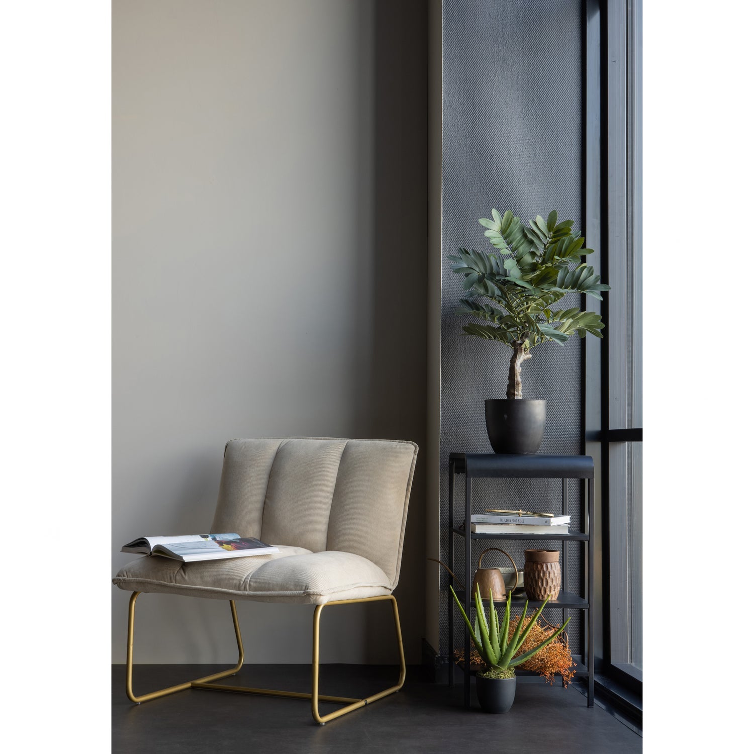 Fotelis FIE, ribcord smėlinis