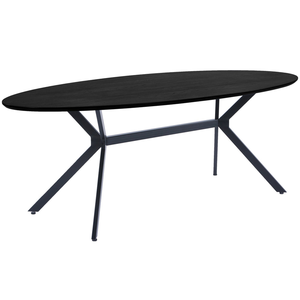 Ovalus stalas BRUNO, juodas MDF 220x100 cm