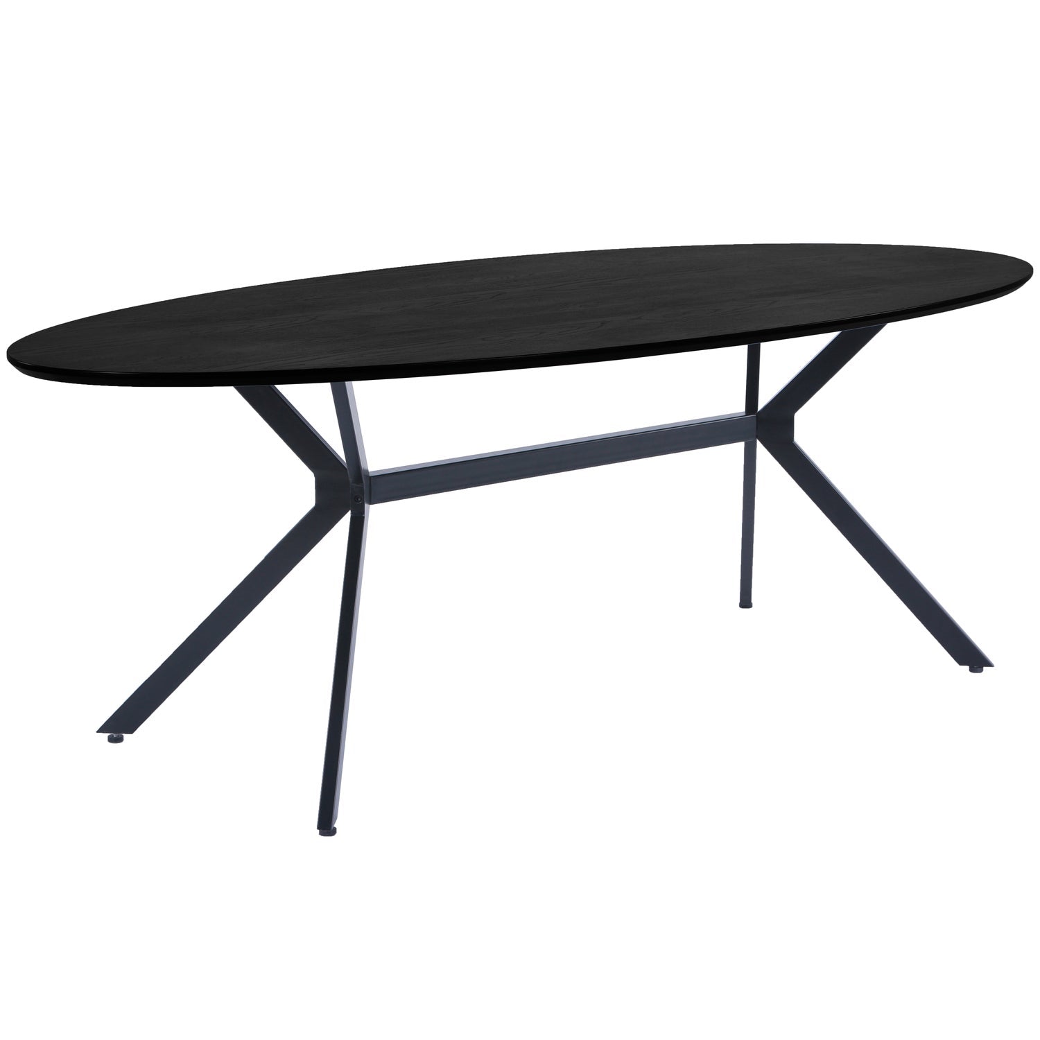 Ovalus stalas BRUNO, juodas MDF 220x100 cm