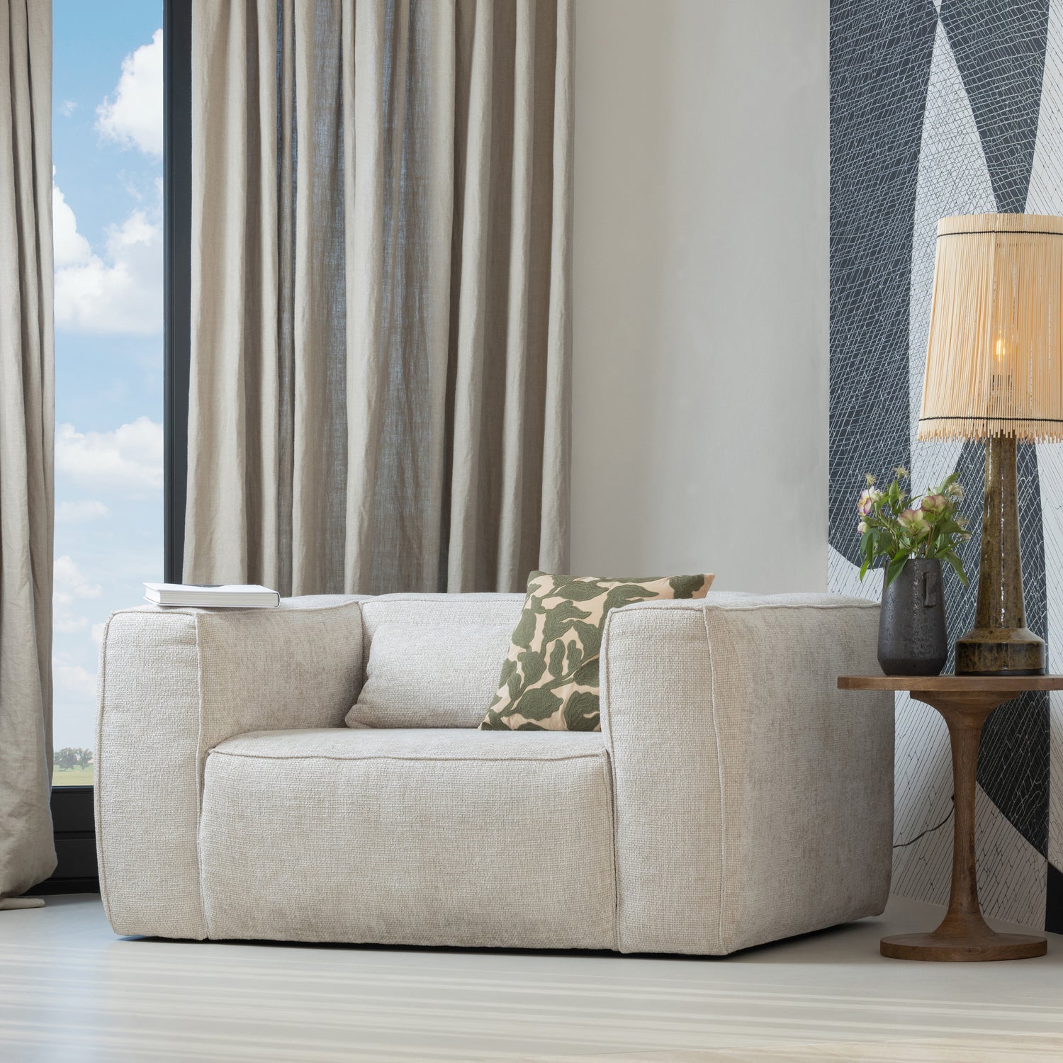 Fotelis BEAN, Melange natūralus audinys