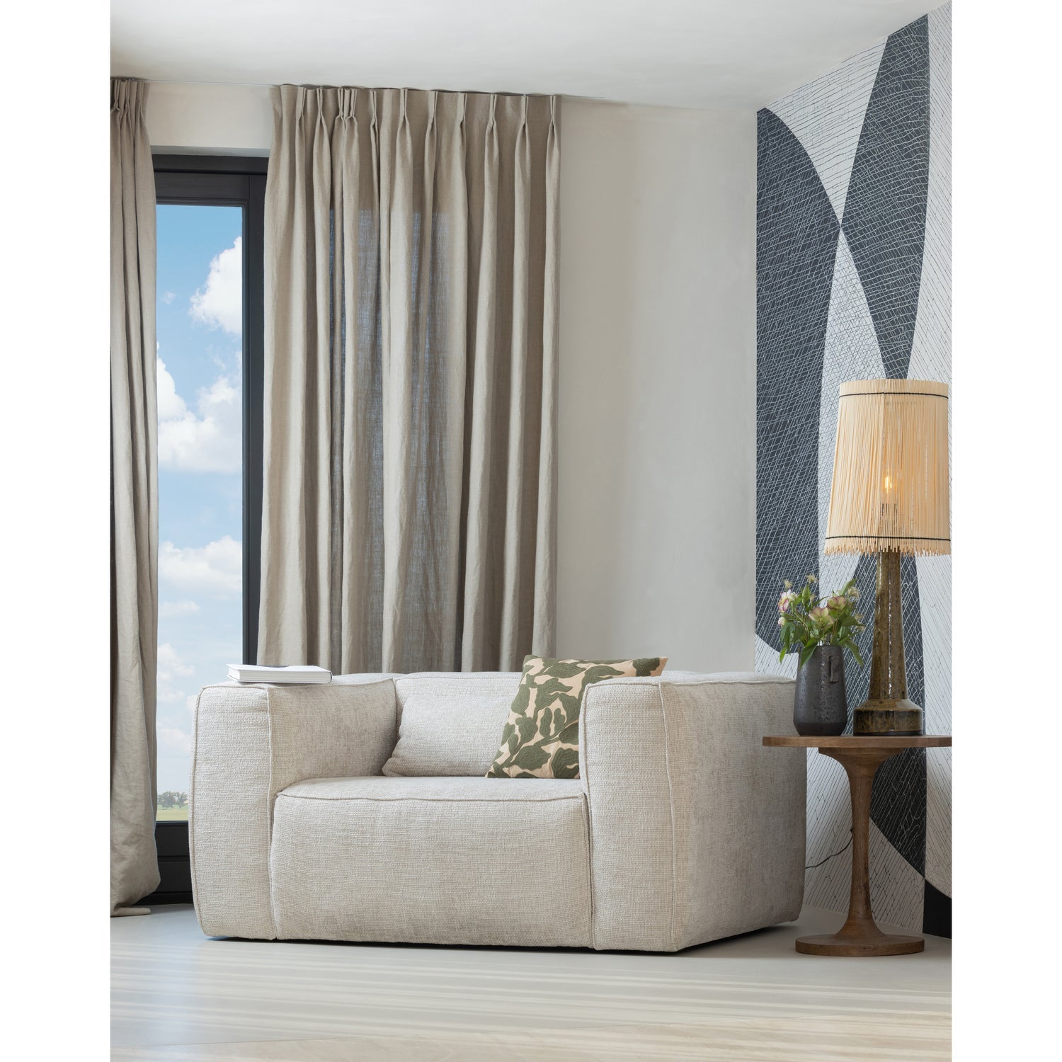 Fotelis BEAN, Melange natūralus audinys