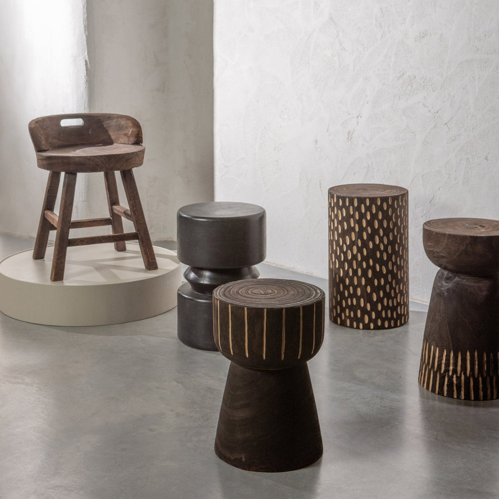 PERRY stool, dark brown wood