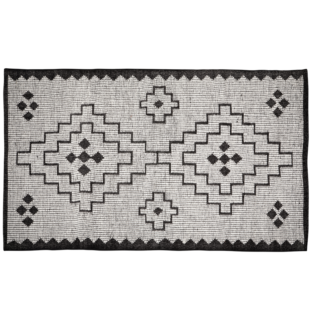 Kilimas OMARI, vilna ir džiutas, natūrali/juoda, 160x230 cm