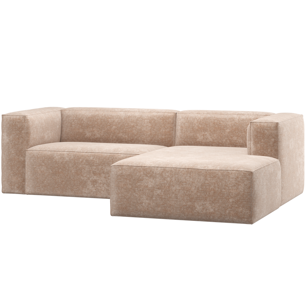Sofa BEAN, šezlongas dešinysis šenilo veliūras natūralus