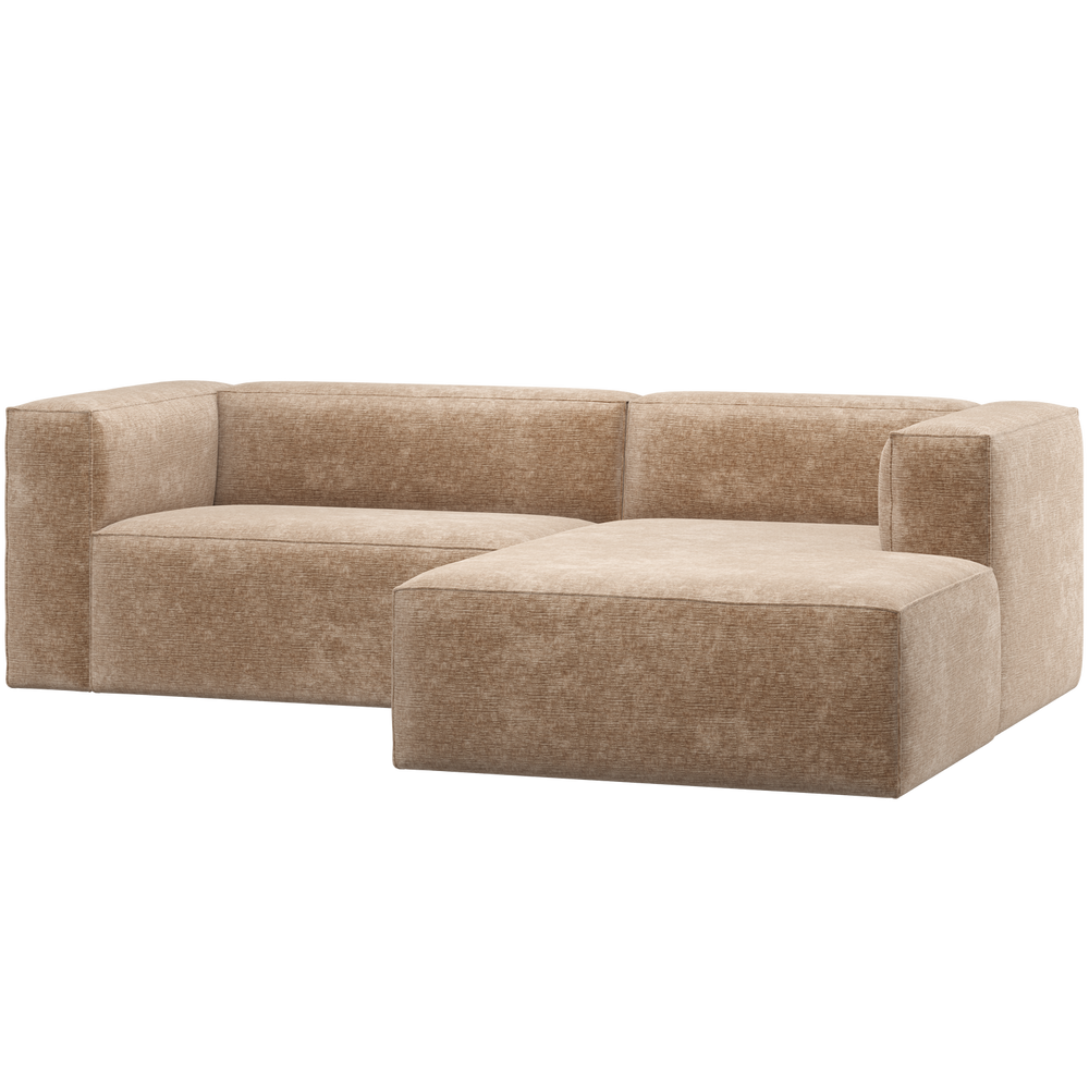 Sofa BEAN, šezlongas dešinysis šenilo veliūras persikų rožinis