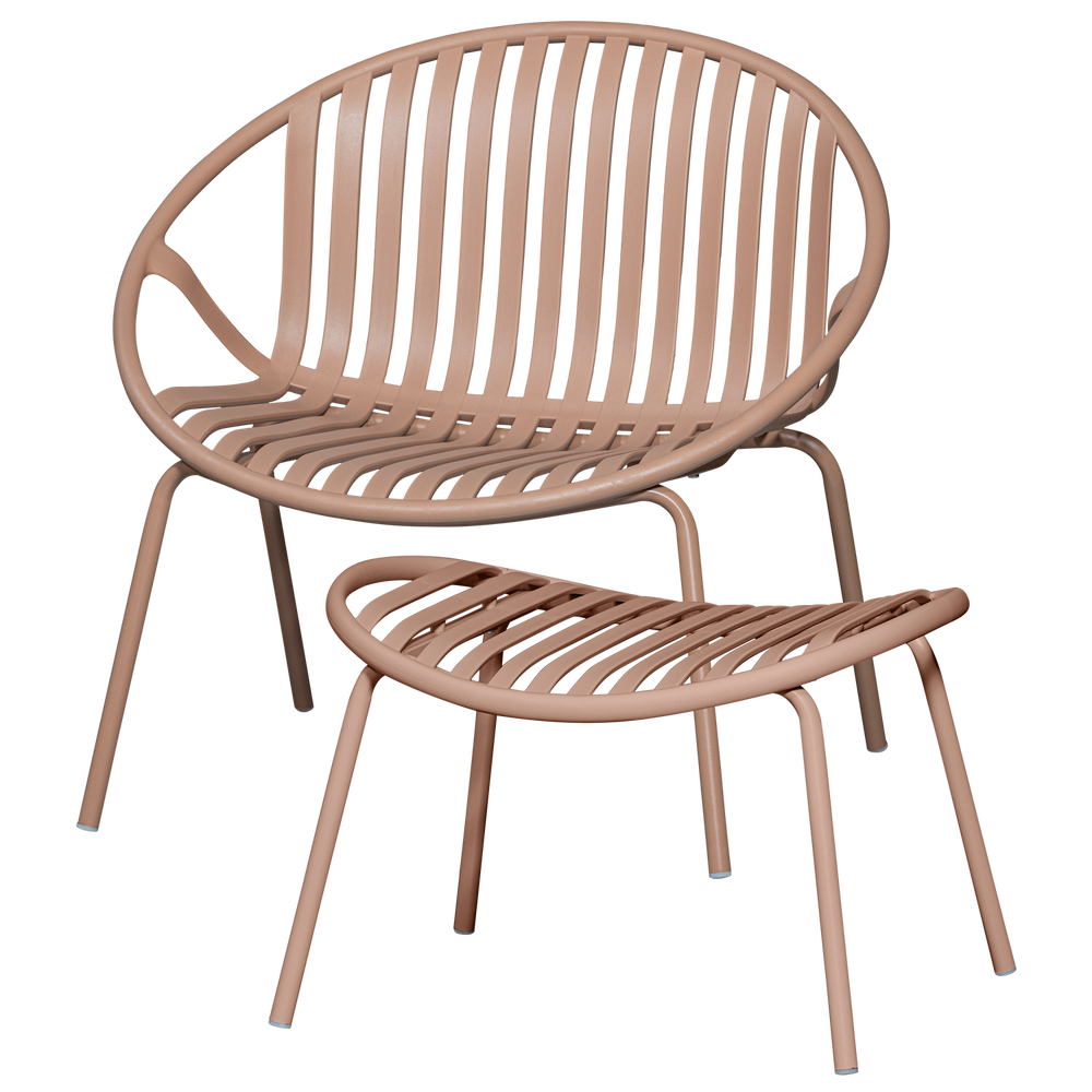 BRUCE GARDEN ARMCHAIR + HOCKER SALMON PINK