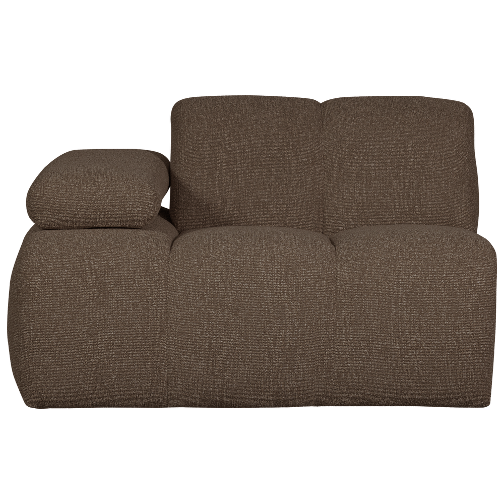 1-seater sofa MOJO with armrest on the left, bouclé, brown