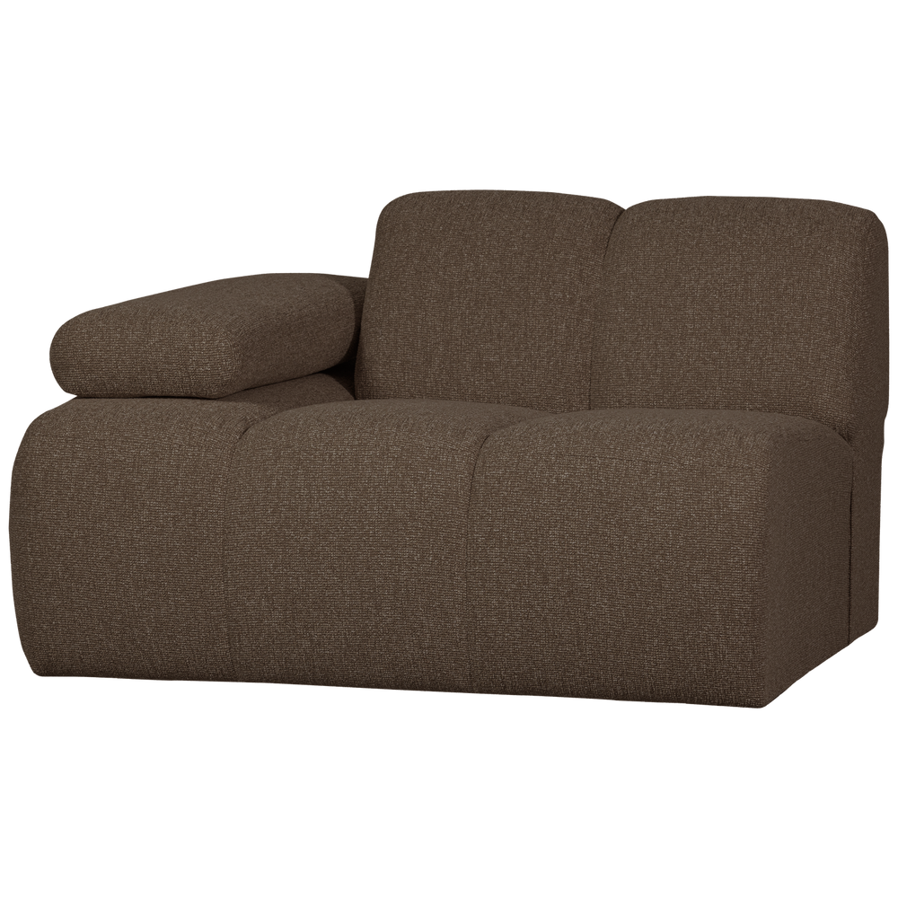 1-seater sofa MOJO with armrest on the left, bouclé, brown