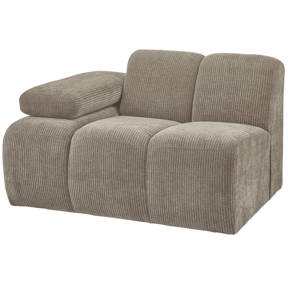 MOJO 1-seater sofa with armrest on the left, ribbed fabric, dark beige