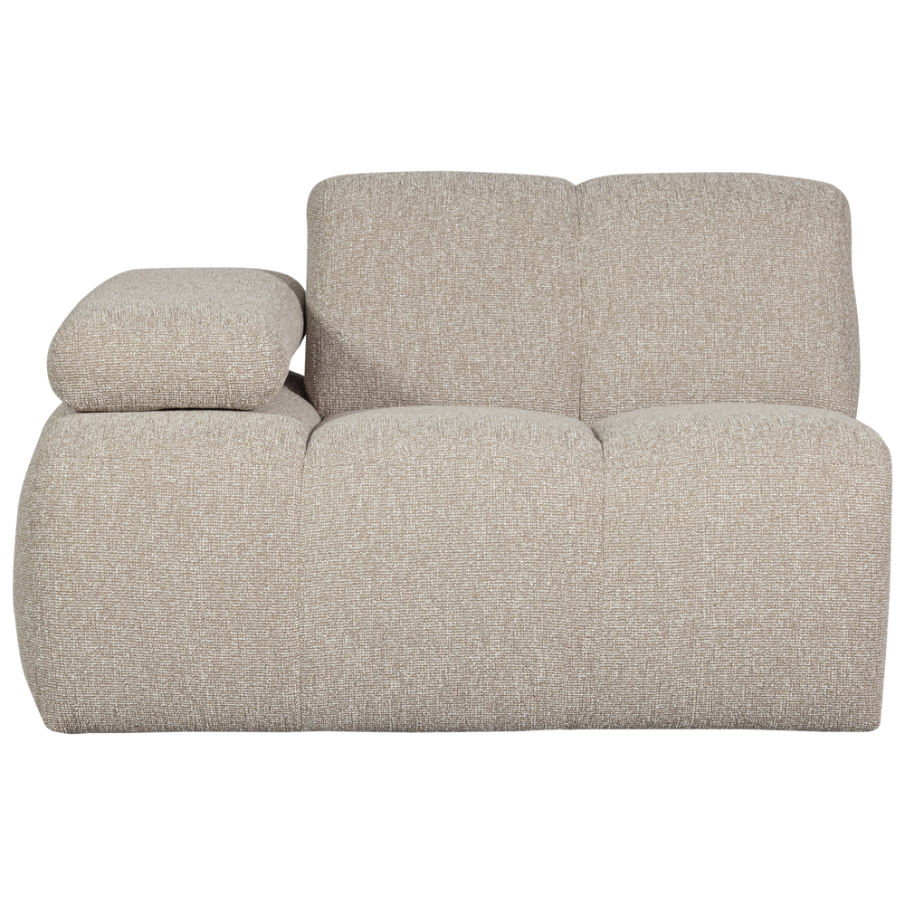 1-seater sofa MOJO with left armrest, bouclé, light beige
