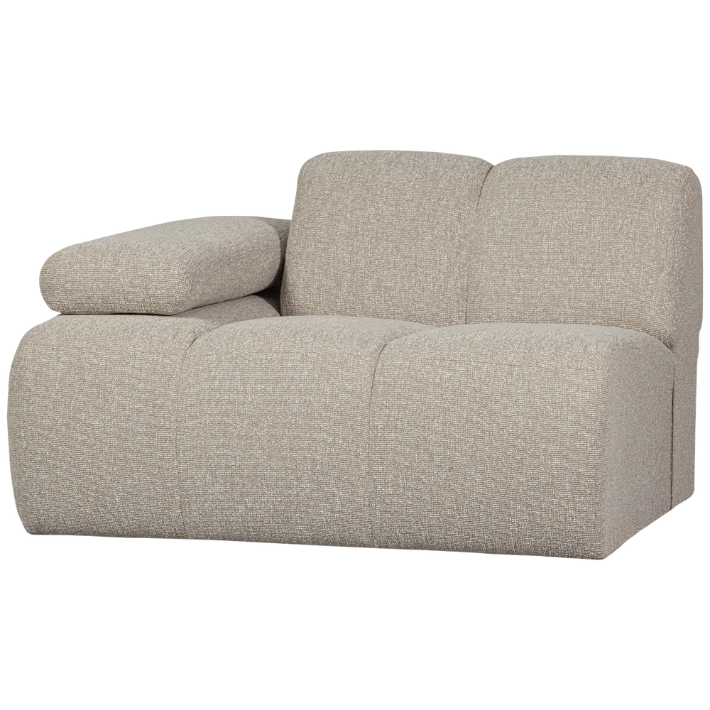 1-seater sofa MOJO with left armrest, bouclé, light beige