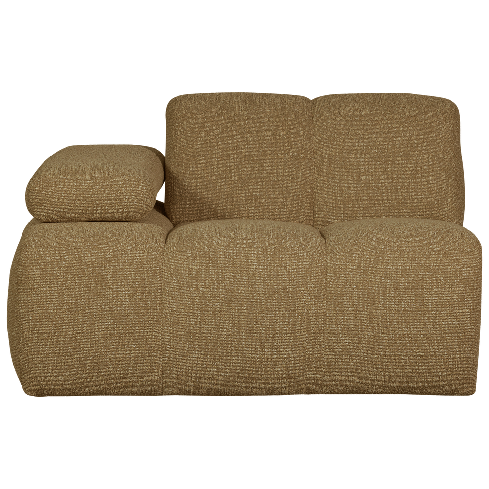 1-seater sofa MOJO with left armrest, bouclé, yellowish brown