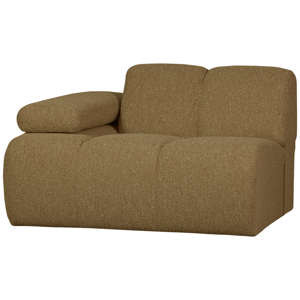 1-seater sofa MOJO with left armrest, bouclé, yellowish brown