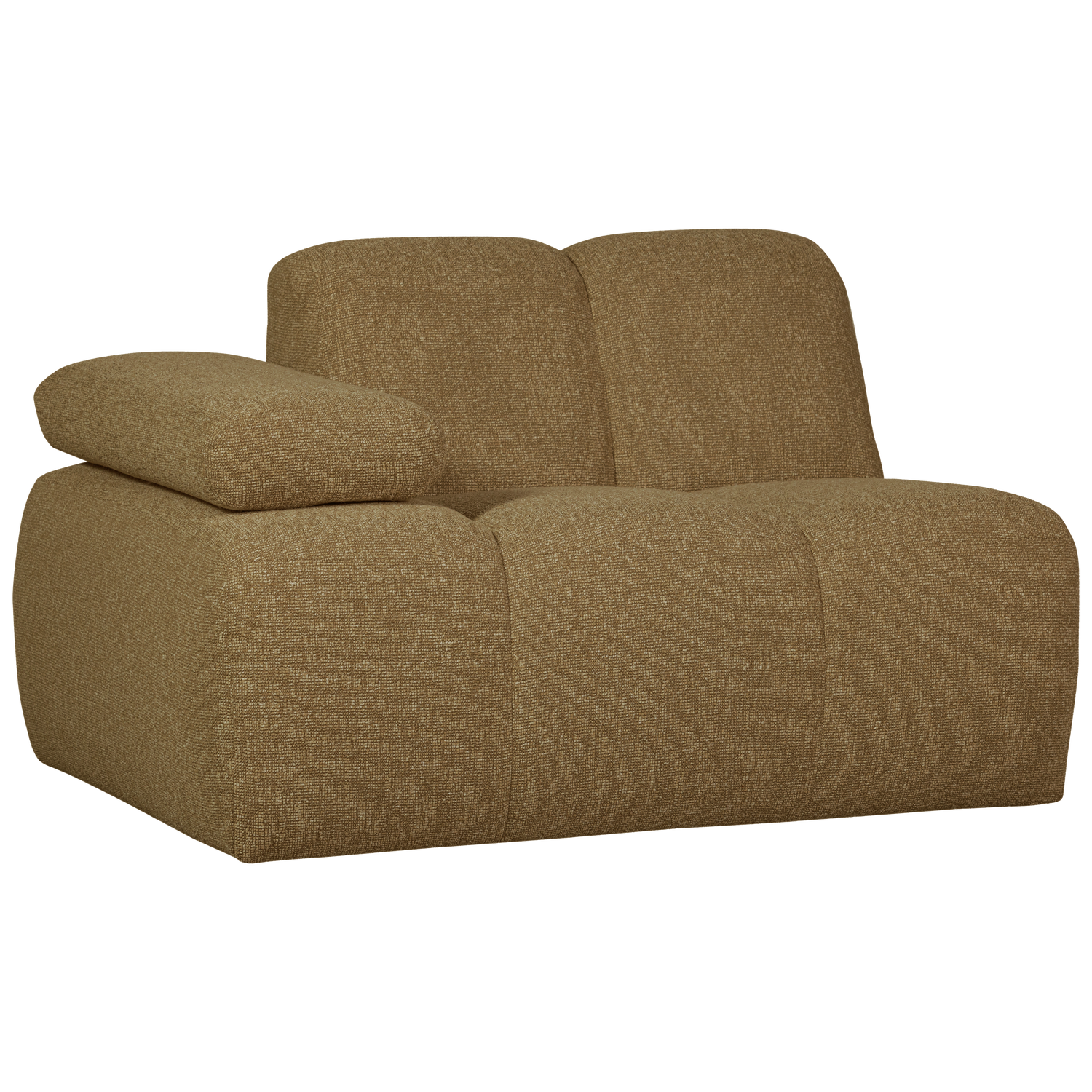 1-seater sofa MOJO with left armrest, bouclé, yellowish brown