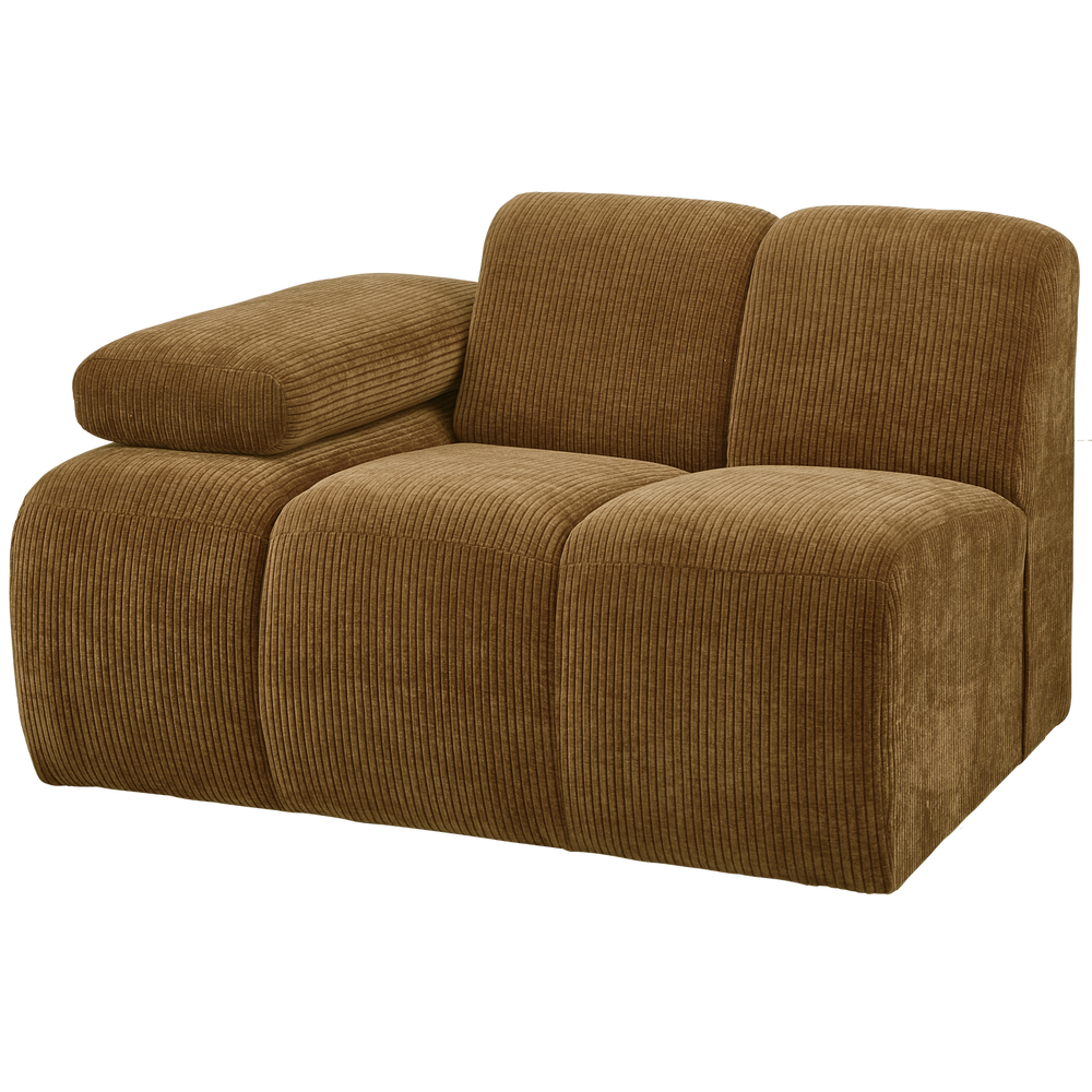 1-seater sofa MOJO with left armrest, ribbed fabric, honey yellow