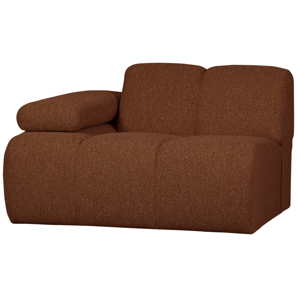 1-seater sofa MOJO with left armrest, bouclé, brownish-red