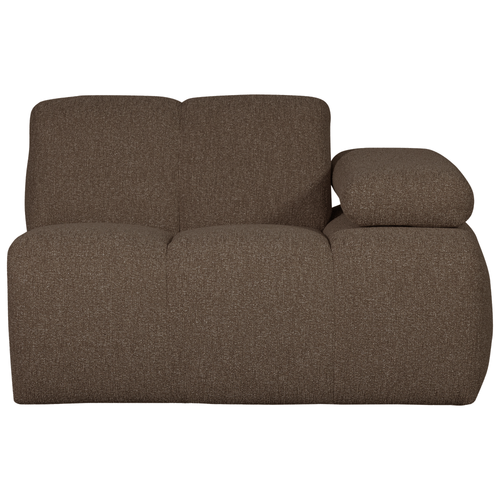 1-seater sofa MOJO with right armrest, bouclé, brown