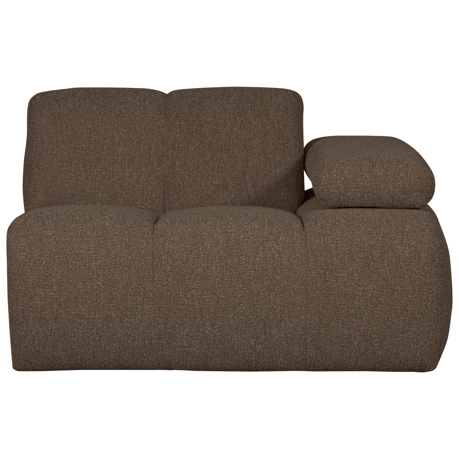 1-seater sofa MOJO with right armrest, bouclé, brown