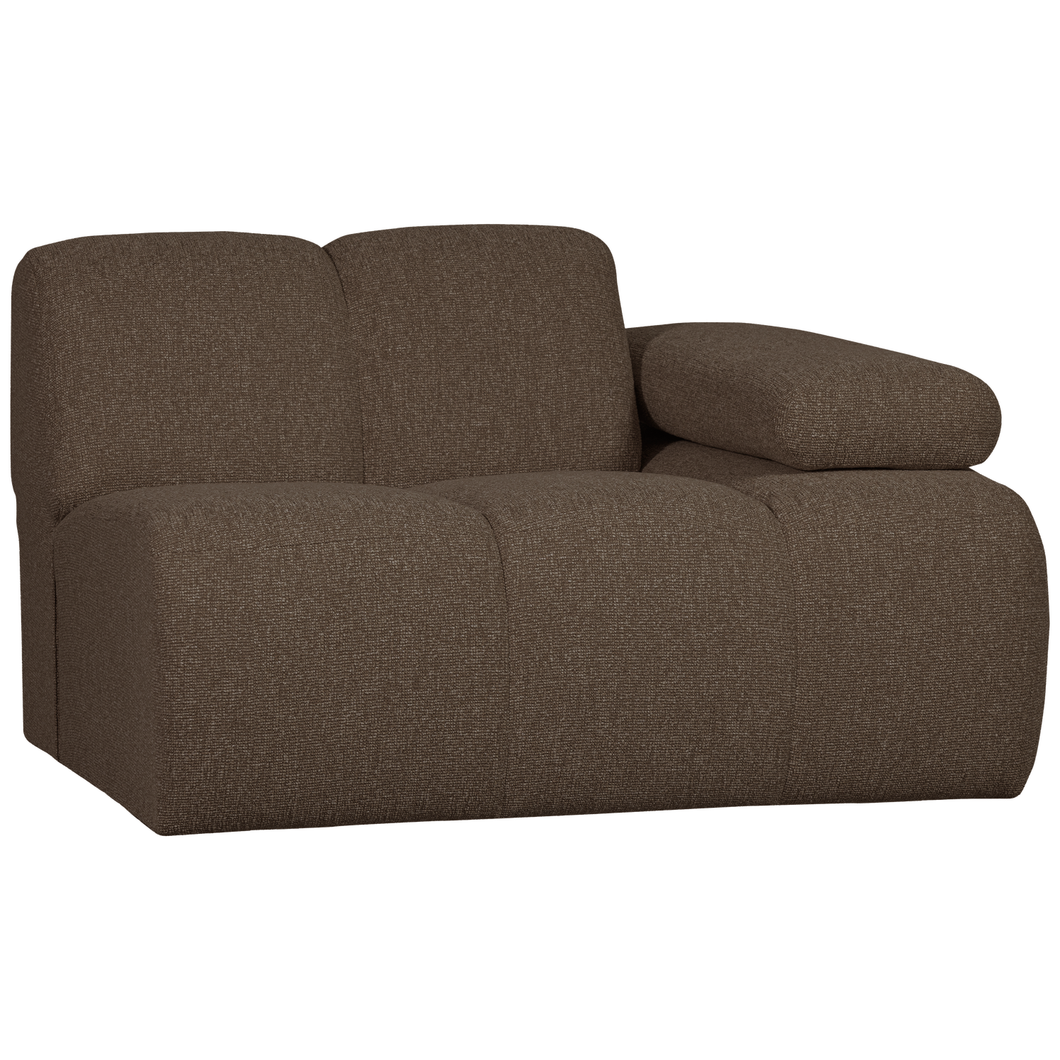 1-seater sofa MOJO with right armrest, bouclé, brown