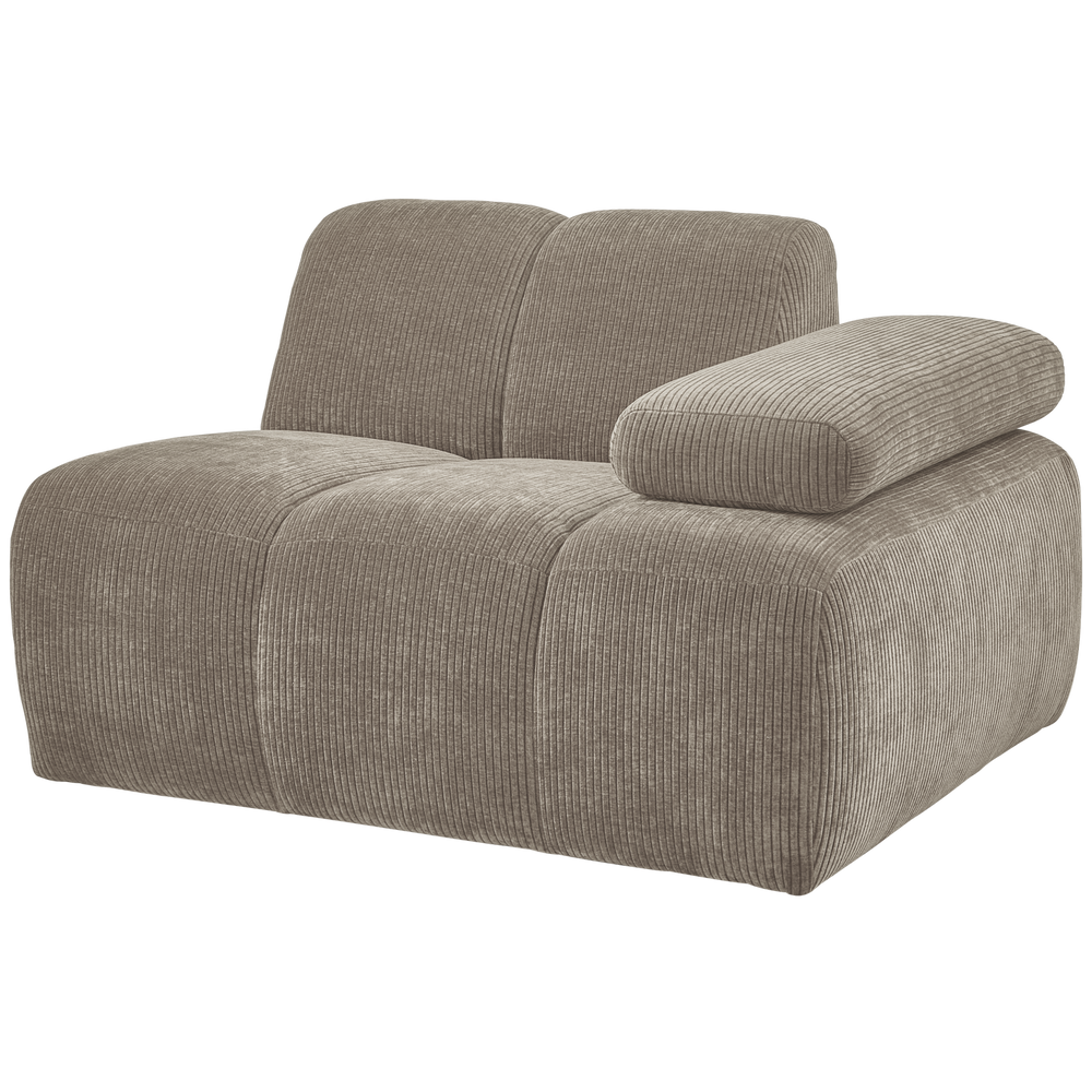 1-Seater Sofa MOJO with Right Armrest, Ribbed Fabric, Dark Sand
