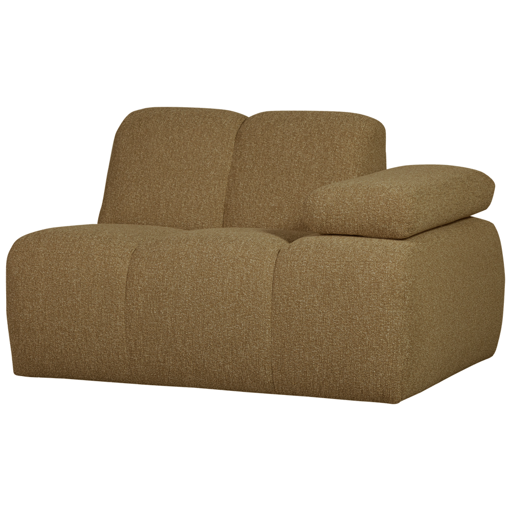 1-seater sofa MOJO with right armrest, bouclé, yellowish-brown