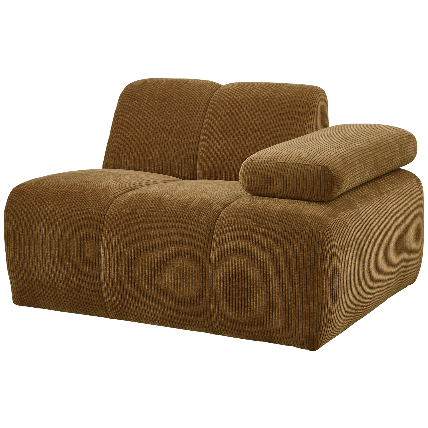 1-vietė sofa MOJO su porankiu dešinėje, rifliuotas audinys, medaus geltona