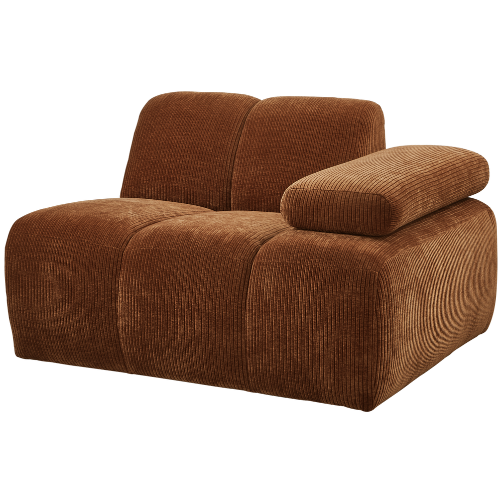 1-seater sofa MOJO with right armrest, ribbed fabric, brownish-grey
