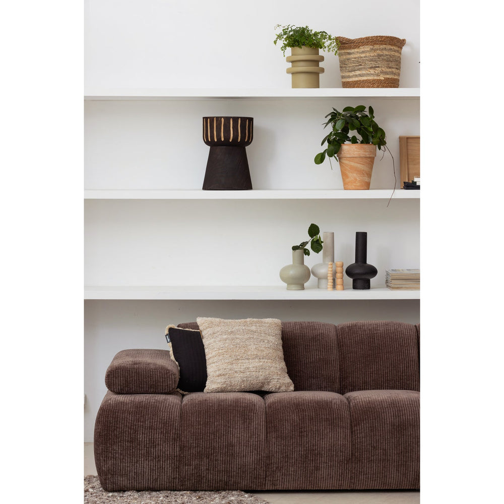 1.5-seater sofa MOJO with left armrest, ribbed fabric, brown