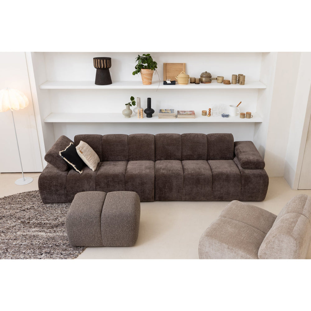 1-seater sofa MOJO, ribbed fabric, dark beige