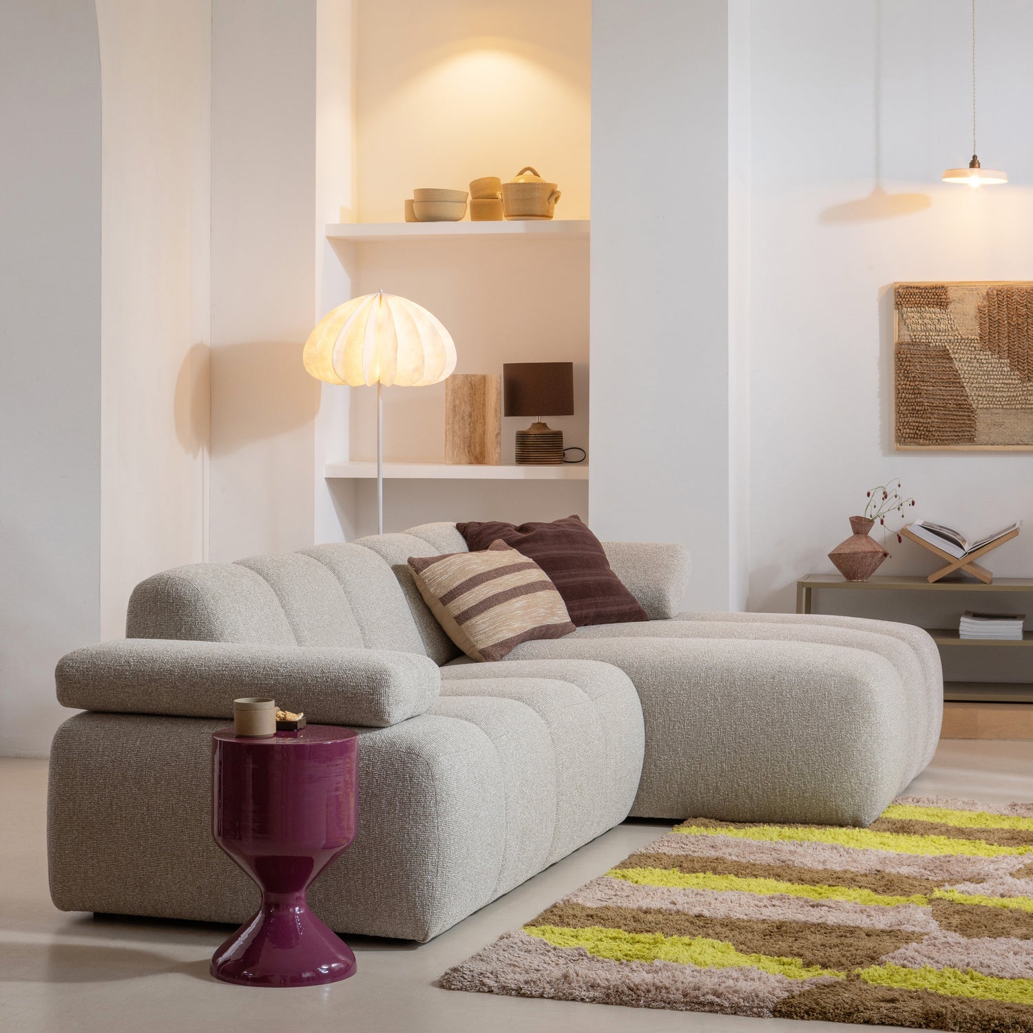 1,5 vietos modulis MOJO kairė, bouclé, beige spalvos