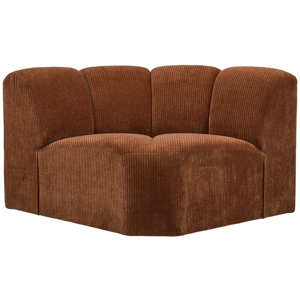 Corner module MOJO, ribbed fabric, rust brown