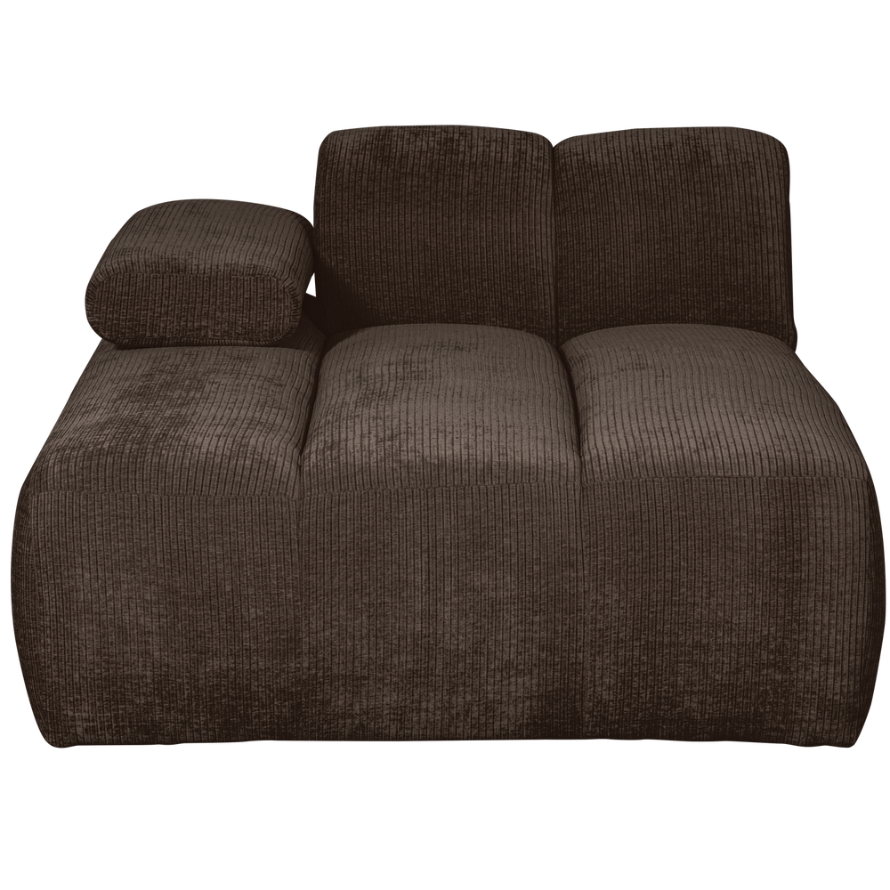 Chaise lounge MOJO with left armrest, ribbed fabric, Brown