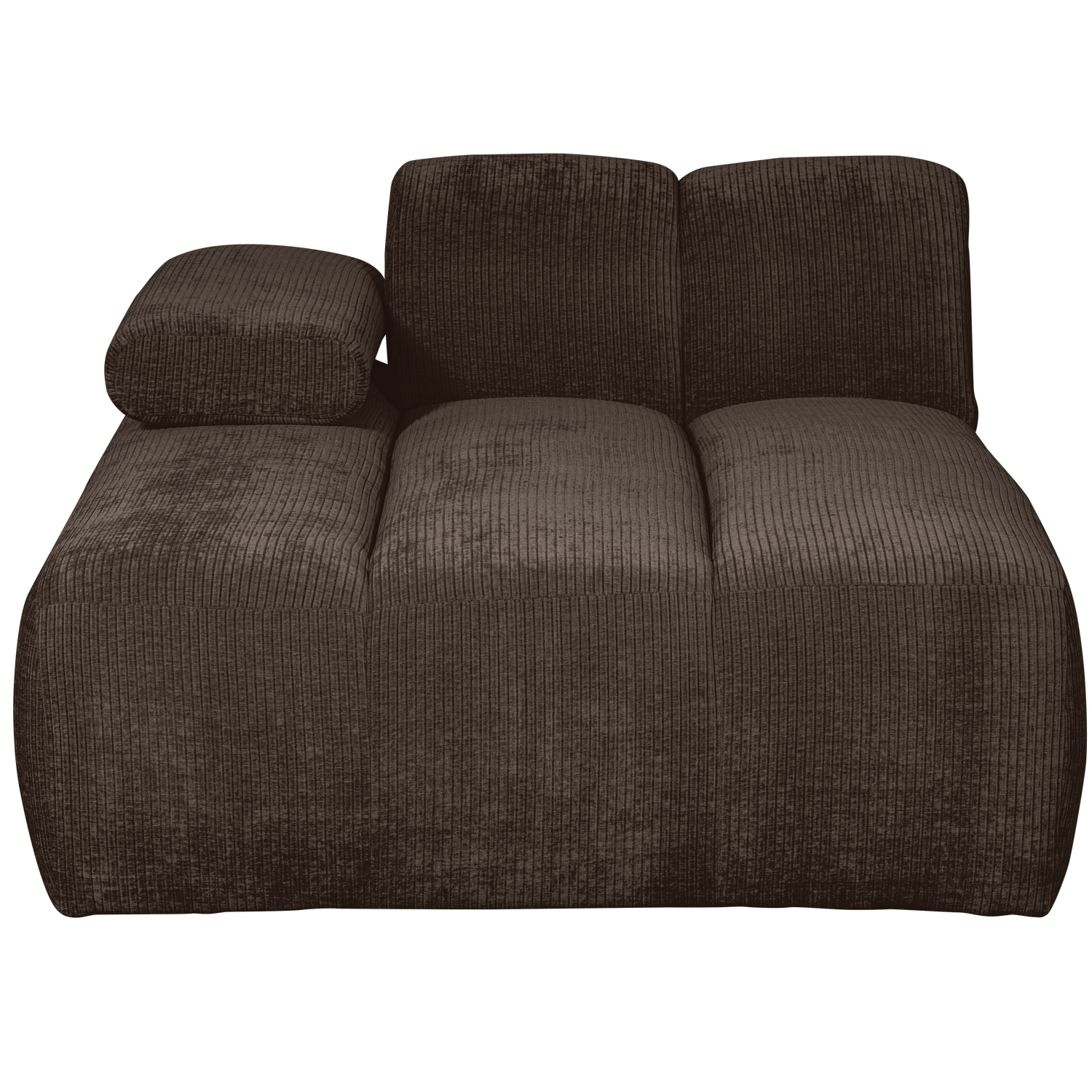 Chaise lounge MOJO with left armrest, ribbed fabric, Brown