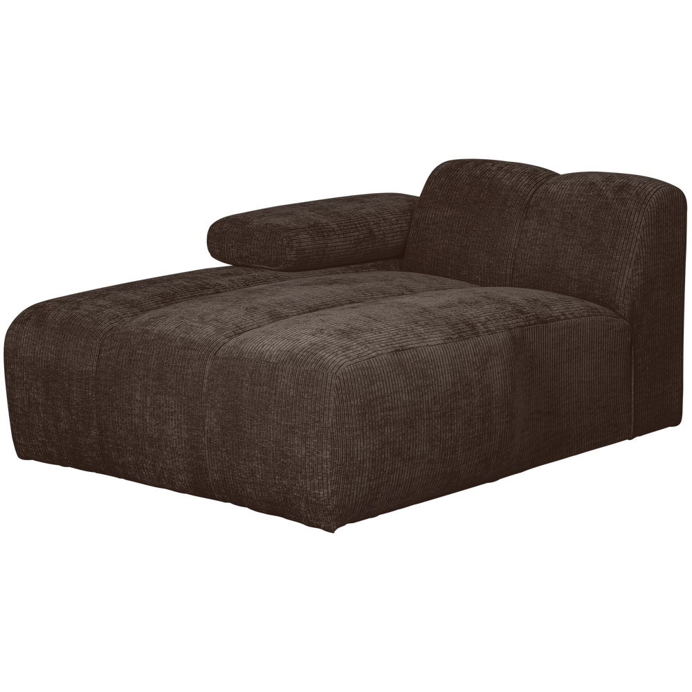 Chaise lounge MOJO with left armrest, ribbed fabric, Brown