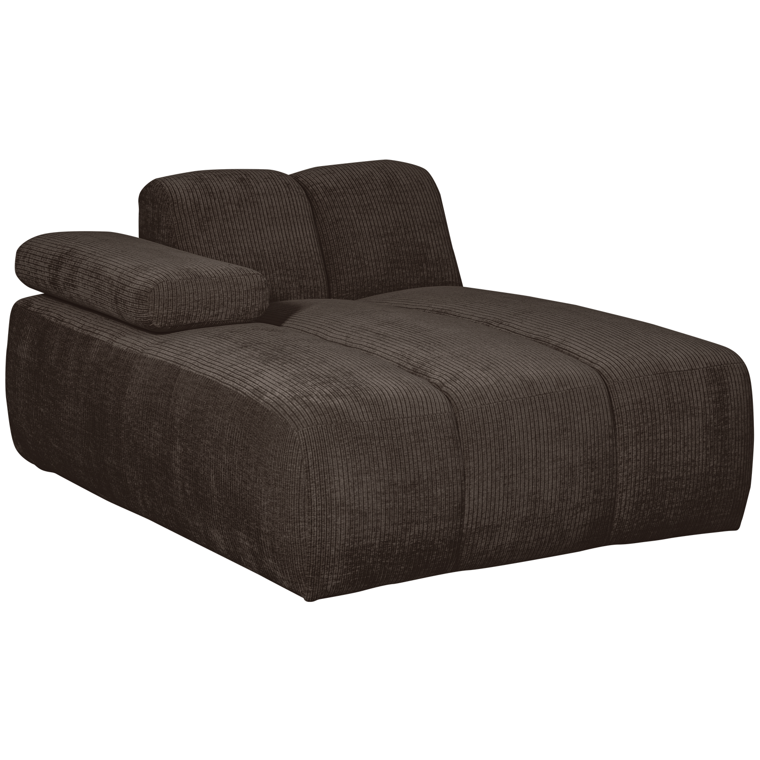 Chaise lounge MOJO with left armrest, ribbed fabric, Brown