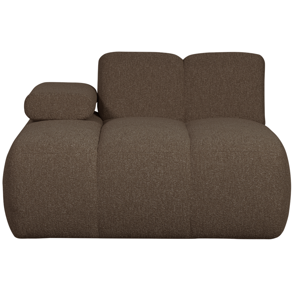 Mojo chaise longue element, left, bouclé fabric, Brown Melange