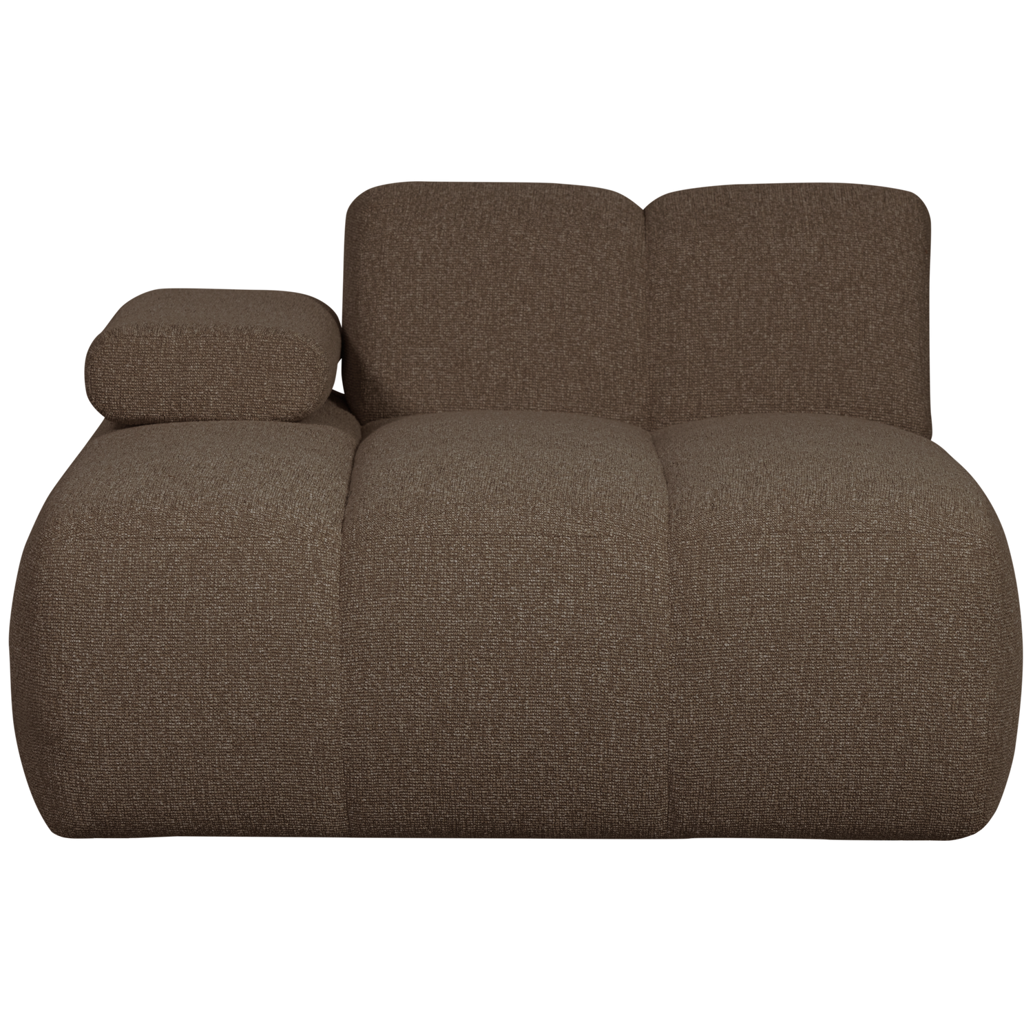 Mojo chaise longue element, left, bouclé fabric, Brown Melange