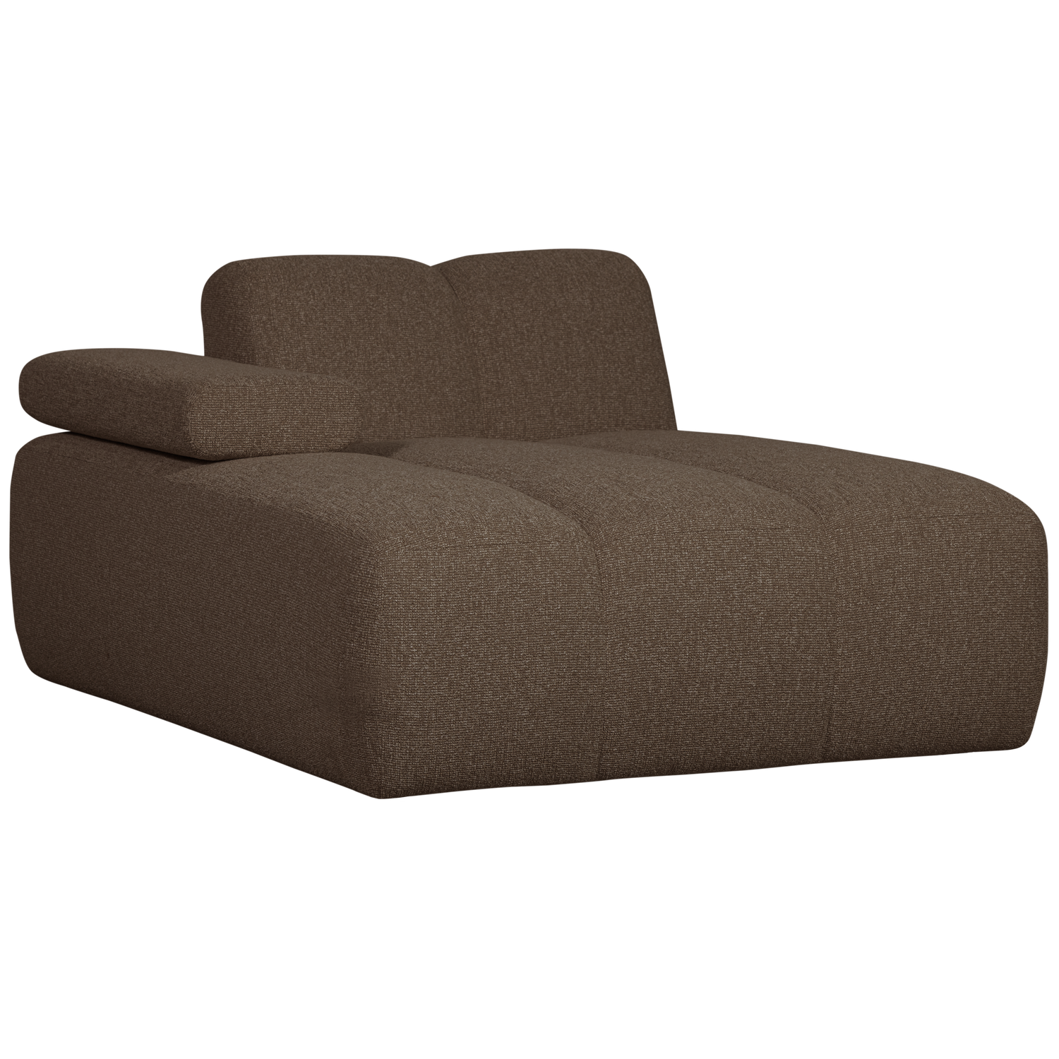 Mojo chaise longue element, left, bouclé fabric, Brown Melange